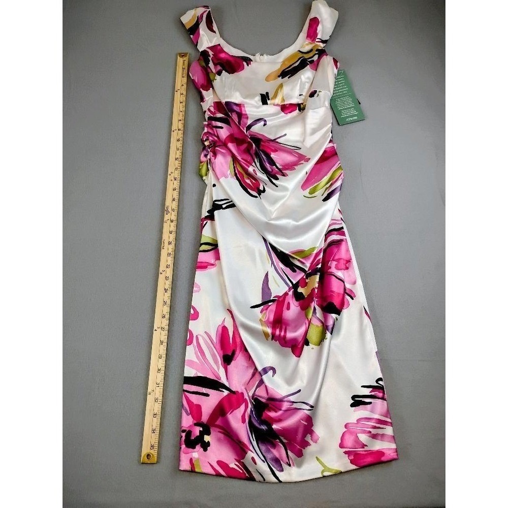 London Style Nights Abstract Floral Midi Sheath Dress Party Cocktail Size 8 New - Picture 4 of 7